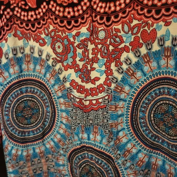 Lotus And Luna Women's Blue Red Mandala Kimono Coverup One Size - Picture 3 of 7